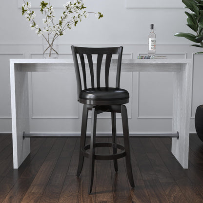 Hillsdale Savana Wood Bar Height Kitchen Stool, 29.5" High, Black - WoodArtSupply