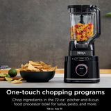 Ninja TB401 Detect Kitchen System Power Blender + Processor Pro, BlendSense Technology, Blender, Chopping & Smoothies, 1800 Peak Watts, 72 oz. Pitcher, 64 oz. Food Processor, 24 oz. To-Go Cup, Black Ninja