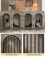 Hzuaneri 88.4" Dog Crate Furniture for 2 Dogs, Heavy Duty Indoor Dog Kennel TV Stand, XXL Wooden Dog Cage with Divider for Medium Large Dogs, End Table Dog Crate with Cushion, Greige Black DFC84005BV1 Hzuaneri