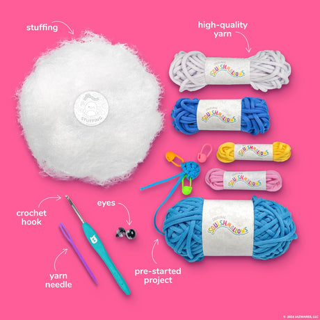 Squishmallow Original Bebe The Bluebird Crochet Kit, Includes Yarn, Crochet Hook, Starter Hooks, Step-by-Step Tutorials, Exclusive Crochet Kit for Beginners, DIY Craft, Crochet Kits, Great Teen Gifts Squishmallows