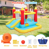 Inflatable Bounce House, Bouncy House with Blower, Bouncy Castle with Slide, Ball Pit, Jump House for Indoor Outdoor Backyard Party for Kids Aged 3-8 (10FT X 10FT X 7FT) with Repair Kit & Storage Bag Toiyjofe