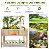 Giantex Wood Planter with Trellis, Standing Raised Garden Bed, Liner Storage Shelf, Elevated Plant Box Stand for Climbing Flower Vegetable Herb, Indoor Outdoor Patio Lawn Balcony Giantex