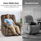 MCombo Oversized Power Lift Recliner Chair Sofa with Massage and Heat for Elderly People Petite, USB Ports, Side Pockets, Fabric R7561 (Brown, Small-Oversize) MCombo