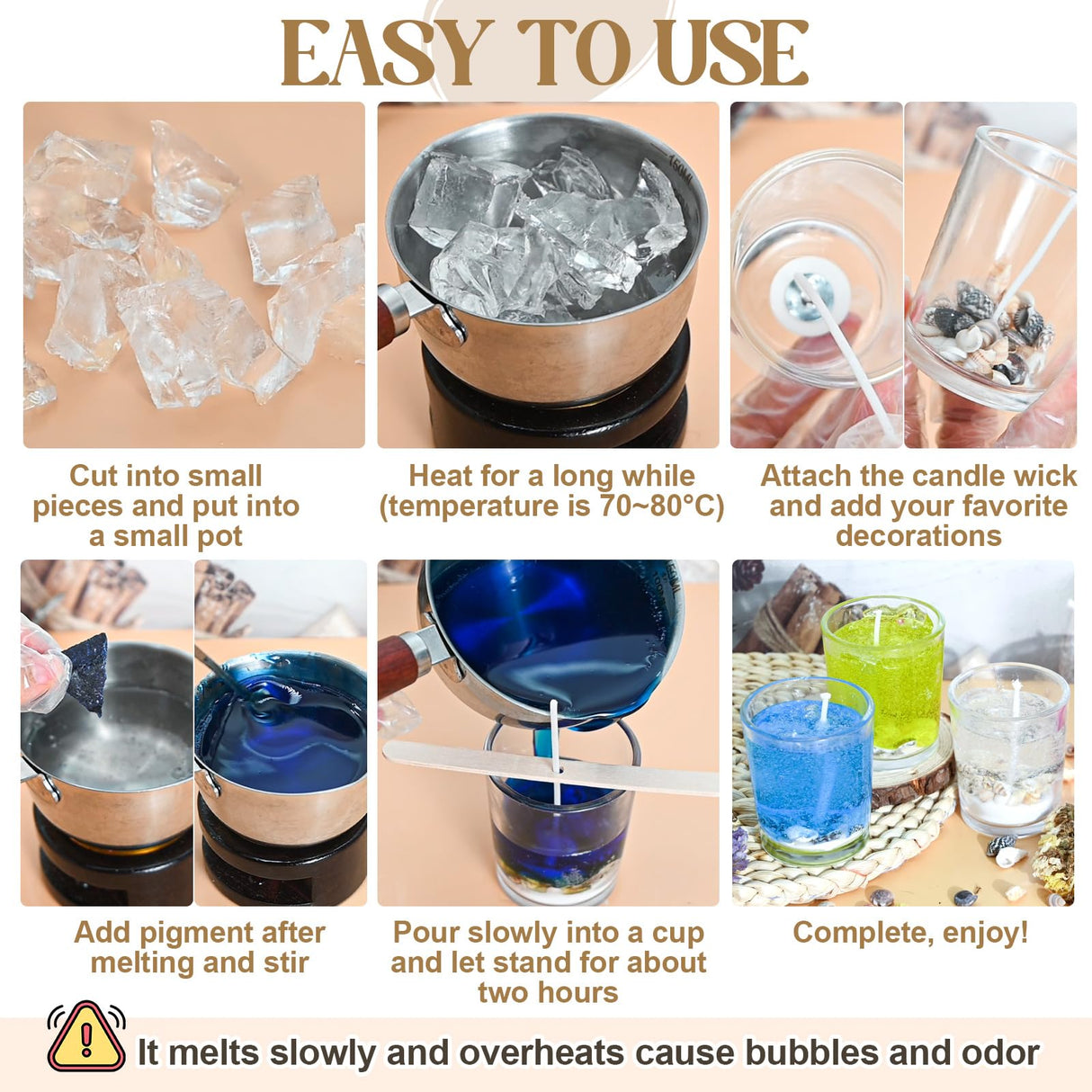 JCOOS Candle Making Kit, DIY Jelly Wax Melts, Candle Jars, Candle Making Kit for Adults, 1.5 lb Gel Wax for Candle Making, Candle Wick, Dried Flowers, Conch, Sand, Candle Dye, Crafting Gifts for Women Jcoos