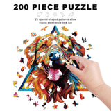 Wooden Puzzles for Adults - 200 Pieces Dog Unique Shaped Wooden Jigsaw Puzzles for Adults, Medium Size 10'' x 10.5'' Adult Wood Puzzles for Family Friend Game Offito