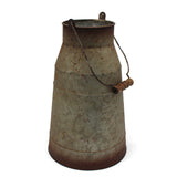 CVHOMEDECO. 10 Inch Galvanized Metal Milk Can with Wooden Handle, Old Rustic Farmhouse Pitcher Jug Vase for Home and Garden Décor. Grey CVHOMEDECO.