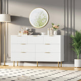 GarveeHome Fluted Wood Dresser 7 Drawers Dresser for Bedroom, Large Modern White Dresser with Gold Handle, Wood Drawer Organizer for Bedroom, Living Room, Hallway, Entryway GarveeHome