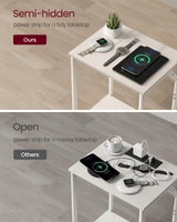 VASAGLE End Table with Charging Station, Set of 2, Small Side Tables for Living Room, Bedroom, Nightstand with Outlets and USB Ports, Bedside Table with Storage Shelf, Cream White VASAGLE