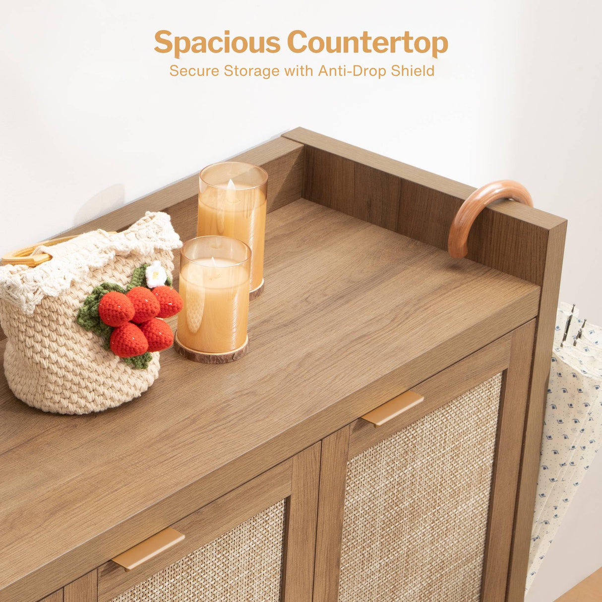 SICOTAS Shoe Storage Cabinet, 30 Pairs Rattan Shoe Cabinet Storage for Entryway, 6-Tier 41" Tall Large Shoe Cabinet, Boho Farmhouse Cabinet with Doors for Entryway Hallway Living Room Closet SICOTAS