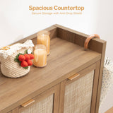 SICOTAS Shoe Storage Cabinet, 30 Pairs Rattan Shoe Cabinet Storage for Entryway, 6-Tier 41" Tall Large Shoe Cabinet, Boho Farmhouse Cabinet with Doors for Entryway Hallway Living Room Closet SICOTAS