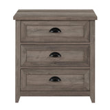 Walker Edison Hazel Modern Farmhouse 3 Drawer Framed Nightstand with Half-Moon Handles, 25 Inch, Grey Wash Walker Edison
