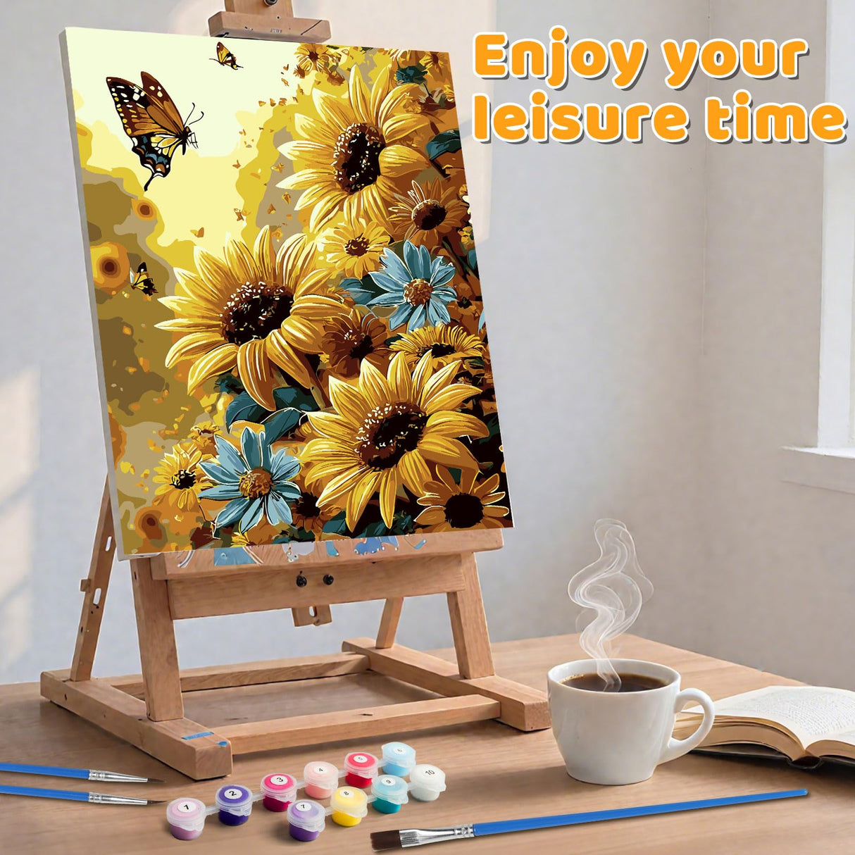 EMIEAUFG Creative Paint by Number Kit for Adults,Sunflower DIY Paint by Numbers Set for Home Decor and Gifting - 12x16 Inch EMIEAUFG