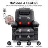 Reedvales Oversized Swivel Rocker Recliner Sofa Chair with Heat and Massage, Big Recliner Sofa Chair for Living Room, 360 Degree Swivel Single Sofa with Cup Holders and USB Port(Leather, Black) Reedvales