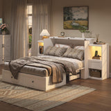 LIVAUVEAD Full Size Murphy Bed with Bedside Tables,Full Size Foldable Cabinet Bed Frame with Charging Station & Drawer,Murphy Bed Chest with Adjustable LED Light for Bedroom,Guest Room,White LIVAUVEAD