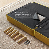 mopio 76.8" Futon Sofa Bed, Small Couch, Sleeper, Loveseat, Mid Century Modern Futon Couch, Sofa Cama, Couches for Living Room (Antique Gold Premium Velvet) mopio