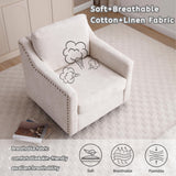 Oversized Swivel Accent Chair,Chenille Fabric Large Comfy Reading Chairs,Mid Century Modern Living Room Chair,Wide Arm Chair with Thick Soft Cushion,Single Sofa Chair for Living Room,Bedroom Wunlerlant