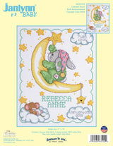 Janlynn Cross Stitch Kit, 14-Inch by 11-Inch, Crescent Moon Birth Announcement, White Janlynn