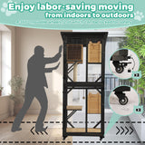 GIODIR 71" H Cat Catio Outdoor Cat Enclosure Window, 4 Tiers Cats Wooden House Cage on Wheels, Large Catios for Cats Indoor Patio with Waterproof Roof, Removable Floor and Scratching Post(Black) GIODIR