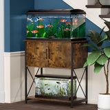 Herture 20-29 Gallon Aquarium Stand Metal Frame Fish Tank Stand with Cabinet Storage, for 20 Gallon Long Aquarium,30.7" L*16.5" W Tabletop,330LBS Capacity Rustic Brown and Black PG01YGN Herture