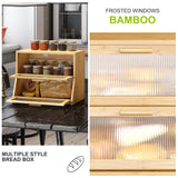 Large Bread Box Double Layer Bamboo Bread Box for Kitchen Counter Container Farmhouse Bread Box Bread Holder Capacity Bread Storage Bin(Natural) BMOSU