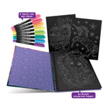 Large Coloring Book for Girls - 60 Black Coloring Pages - Comes with 8 Neon-Ink Gel Pens Nebulous Stars