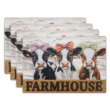Cute Cow Farmhouse Placemats 4pcs, Farm Animal Tabletop Mat Rustic Style Non-Slip Washable Place Mats 12 x 18 Inch for Holiday Kitchen Dining Decor Imiss