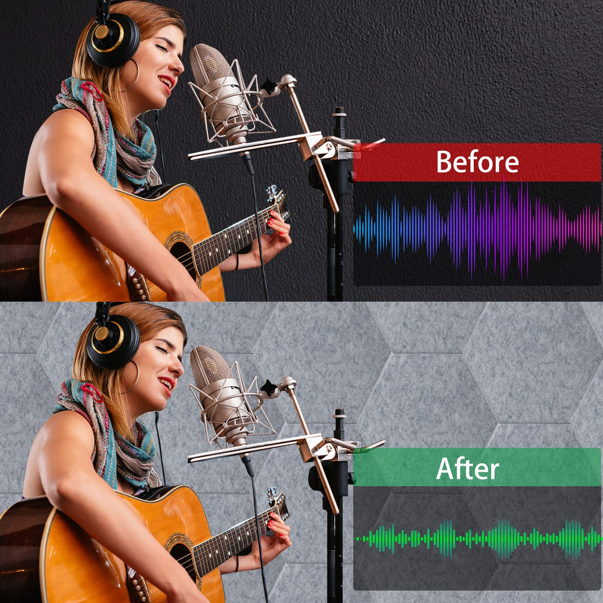 SK Studio 12 Pack Hexagon Acoustic Panels, 12" X 10" X 0.4" Self-adhesive Sound Proof Foam Panels Fireproof Soundproof Panels Absorbing Noise for Music Studio & Offices, Pink SK Studio