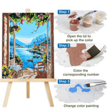 Lxmsja Sea View Paint by Numbers Kit for Adults, Coastal Nature Acrylic Paint by Numbers for Adults Beginner, DIY Craft Supplies Oil Painting Kits for Home Wall Decor 16x20 inch (No Frame) Lxmsja