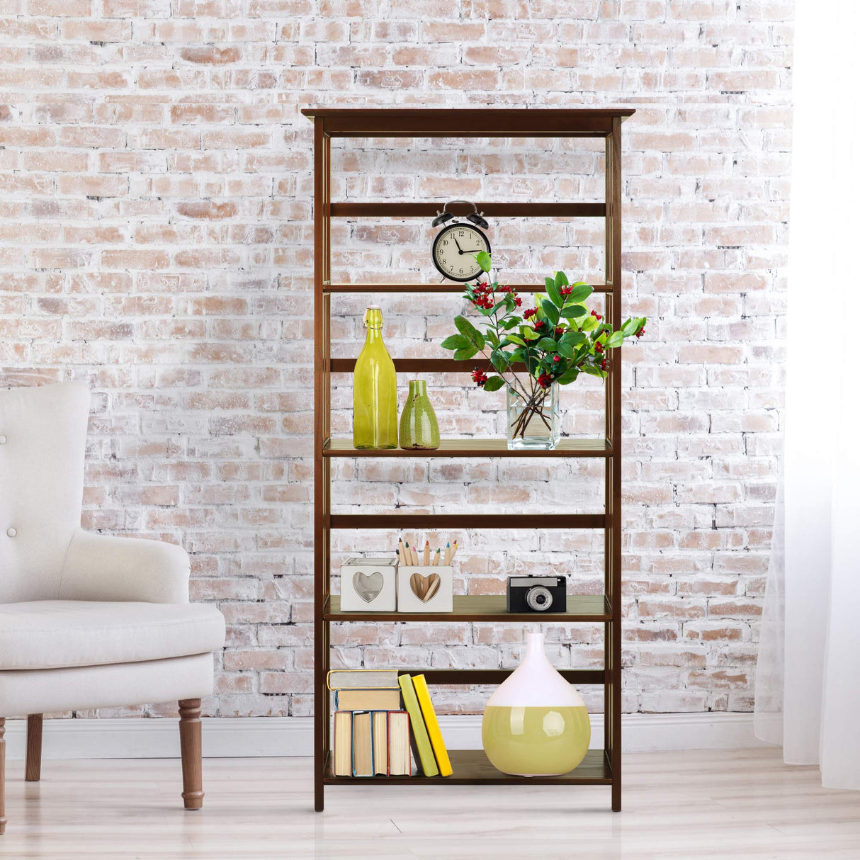 Casual Home Mission Style 5-Shelf Bookcase, Walnut Casual Home