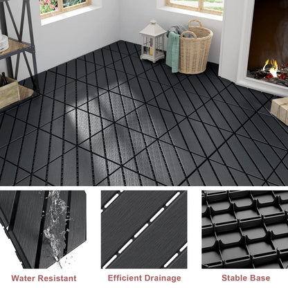 VANCASTLE Plastic Interlocking Deck Tiles, 11.8"x11.8"(Pack of 9), Patio Flooring Outdoor Waterproof All Weather Use for Garden Poolside Front/Back Yard, Dark Grey - WoodArtSupply