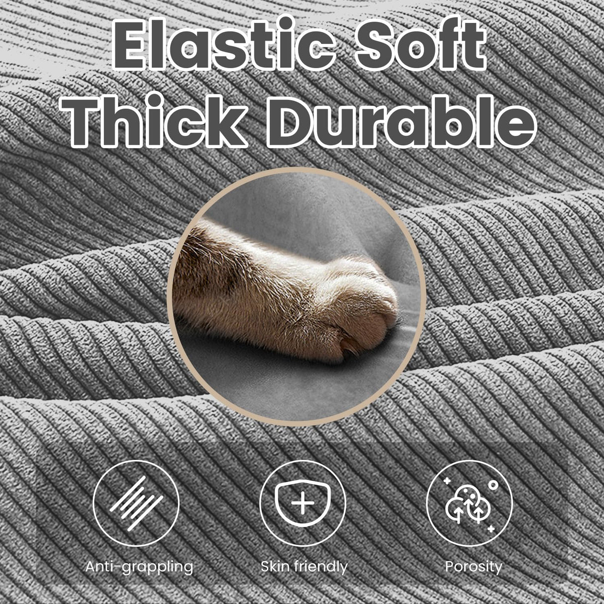 ROWHY Oversized Modular Sectional Sofa with Movable Ottoman, 112 Inch 4 Seat Modern Corduroy Sofa Set, Convertible L Shaped Couch for Living Room and Office, Dark Grey ROWHY