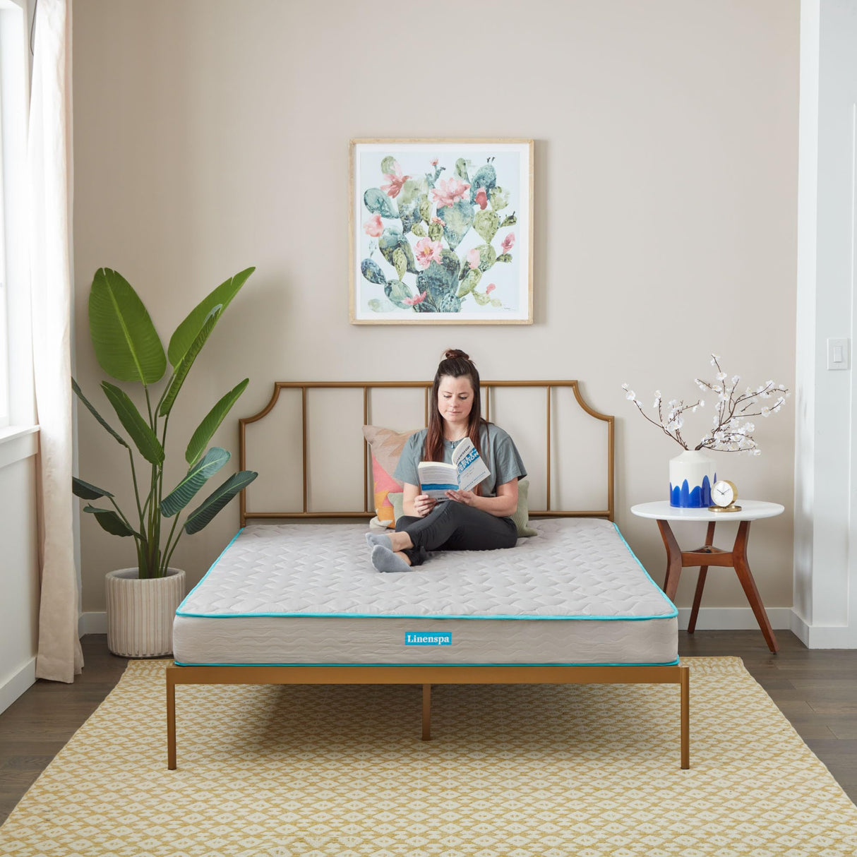 Linenspa 6 Inch Mattress - Firm Feel - Bonnell Spring with Foam Layer - Mattress in a Box - Youth or Kids Bed - Guest Bedroom - Durable and Breathable Support - Affordable - Full Size Linenspa