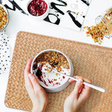 6 Pack Woven Placemats, Rectangular Rattan Place mats, Natural Seagrass Placemats, Farmhouse Wicker Table Mats for Dining Table XIMISISE