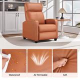 Yaheetech Recliner Chair PU Leather Recliner Sofa Home Theater Seating with Lumbar Support Overstuffed High-Density Sponge Push Tan Recliners Yaheetech