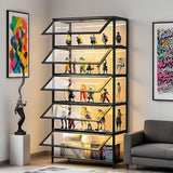 QOEUDD Curio Display Cabinet with Acrylic Glass Door, 5-Tier Tall Display Case, Curio Cabinet & Bookcase for Collectibles, Display Shelf for Home, Reading Nook, Playroom, Living Room QOEUDD
