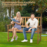 Yewuli 2-Person Outdoor Acacia Wood Bench with Backrest and Armrests Yewuli