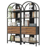 Tribesigns Industrial 4-Tier Bookshelf with 2 Drawers and LED Light Tribesigns