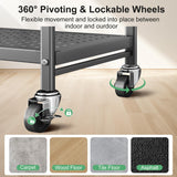 HKWOTINHA Folding Rolling Cart with Wheels - 3 Tier Collapsible Utility Cart, Metal Service Cart (Large) HKWOTINHA