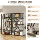 LGHM Industrial 5-Tier Bookshelf with Storage, 70.9 Inch Tall Large Display Bookcase - Modern Metal Standing Shelves for Living Room, Office and Bedroom, Set of 2, Greige LGHM