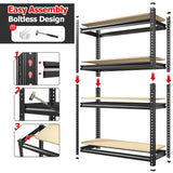 REIBII Storage Shelves Adjustable Metal Shelving 1600LBS Garage Shelves Industrial Metal Shelves 4 Tier Garage Shelving for Warehouse Basement Kitchen Pantry Closet, 11.8" D x 23.6" W x 56.7" H REIBII