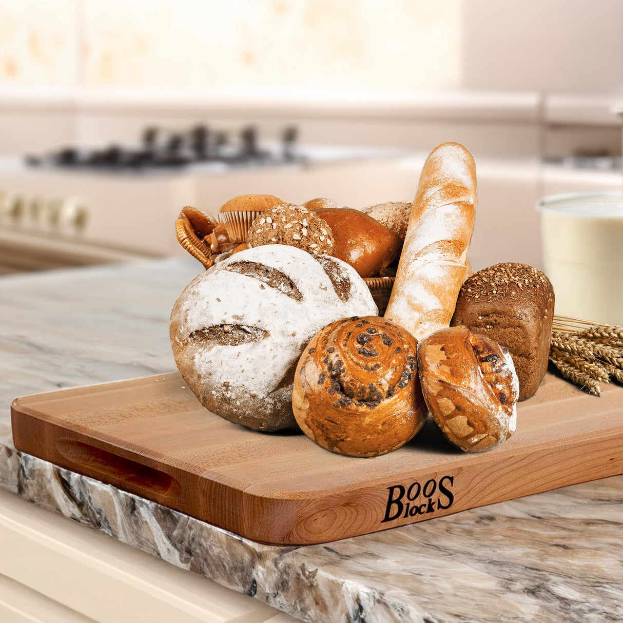 John Boos Boos Block Chop-N-Slice Series Reversible Wood Cutting Board with Integrated Finger Grips, 1.25-Inch Thickness, 18" x 12" x 1 1/4", Maple John Boos