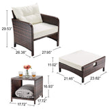 Pamapic 5 Pieces Wicker Patio Furniture Set Outdoor Patio Chairs with Ottomans Conversation Furniture with coffetable for Poorside Garden Balcony(Beige) Pamapic