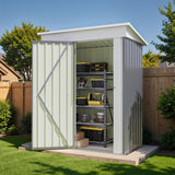 Flamaker Storage Shed Waterproof Metal Garden Shed with Lockable Door Utility Tool Shed Outdoor Storage for Backyard, Patio and Lawn (5 x 3 FT, Grey) Flamaker