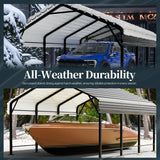 SUNLEI 12X15 FT Carport, Heavy Duty Carport Canopy with Galvanized Steel Roof and Frame, Metal Carport Upgraded Extra Large Garage for Pickup, Boat, Car and Tractors SUNLEI