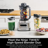 Ninja SS151 TWISTi Blender DUO, High-Speed 1600 WP Smoothie Maker & Nutrient Extractor* 5 Functions Smoothie, Spreads & More, smartTORQUE, 34-oz. Pitcher & (2) To-Go Cups, Gray Ninja
