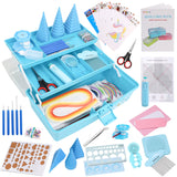 JoyPlus Quilling Kits for Beginners with Manual, 24 Tools & Supplies with Durable Storage Box, Updated Paper Crimper Tool, Premium Husking Board & Electronic Pen Blue JoyPlus