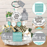 11 Pcs Farmhouse Tiered Tray Decor Home Wood Sign Rustic Home Sweet Home Simply Blessed Wooden Beads Tiered Tray Decorations Set for Home Kitchen Table FairySandy