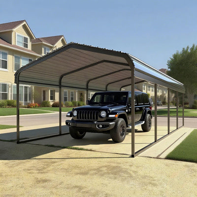 FILLOSLOV Heavy Duty Metal Carport 20x20 ft Galvanized Steel Frame RV Carport Storage All Weather Shelter Easy Assembly for 2 Car Extra Large Canopy for Dual Vehicle Boat Protection Garage (10x20 FT)