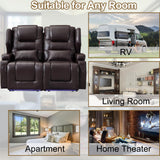 OQQOEE RV Reclining Loveseat, Power Recliner Sofa with Cup Holders & USB Ports, Theater Seating for Home Theater, Living Room, Small Spaces, Easy Assembly (Brown) OQQOEE