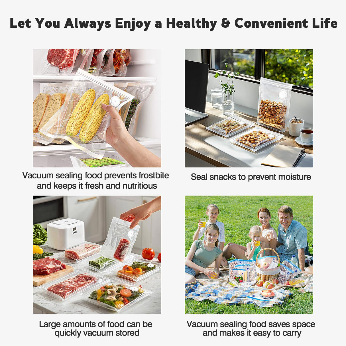 Vacuum Sealer for Food, Food Saver Vacuum Sealer Machine,Bag Sealer Comes with 15 Reusable Food Bags, HandHeld Food Sealer Vacuum Sealer for Sealing Meats Vegetables Fruits and Food with Liquid VALACU